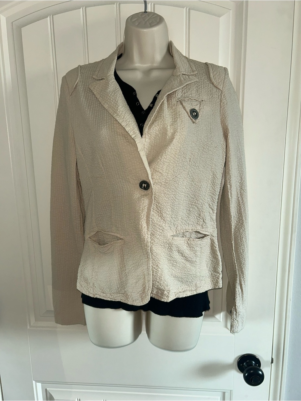 NEW Hard Tail Cream Textured Women's Blazer Jacket in Cream Sz M